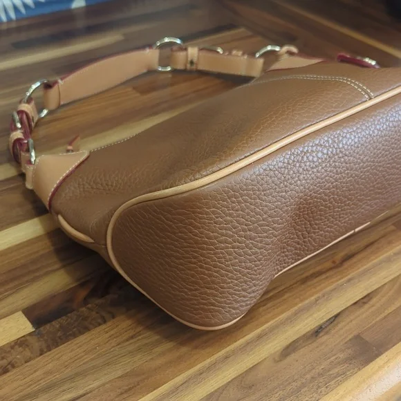 Dooney & Bourke brown pebbled leather handbag purse o-ring slouch bag - Picture 4 of 13